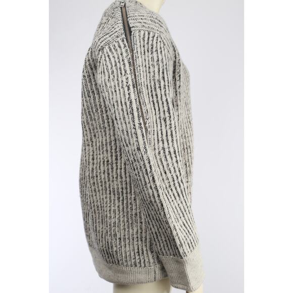 IRO Paris Manouka Chunky Ribbed Wool Pullover Sweater Marled Gray Cozy Knit Sz M - Picture 7 of 11